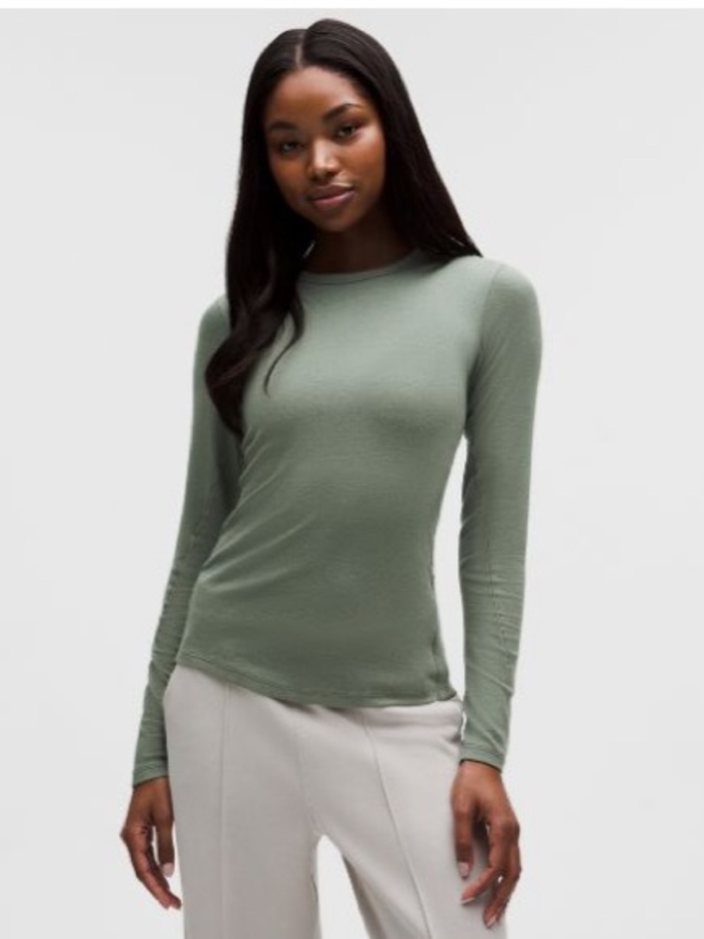 lululemon athletica Long-Sleeve Crewneck Top in Sage Green